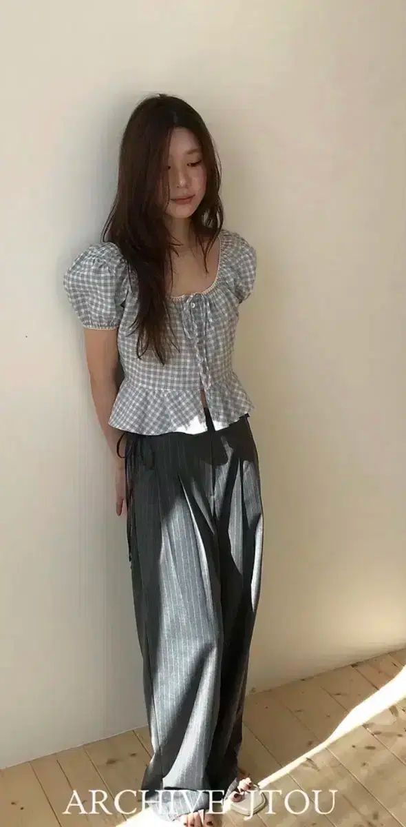 タグ ブルーアーカイブ ブルアカ m2u リボン ストライプ スラックス チャコール M