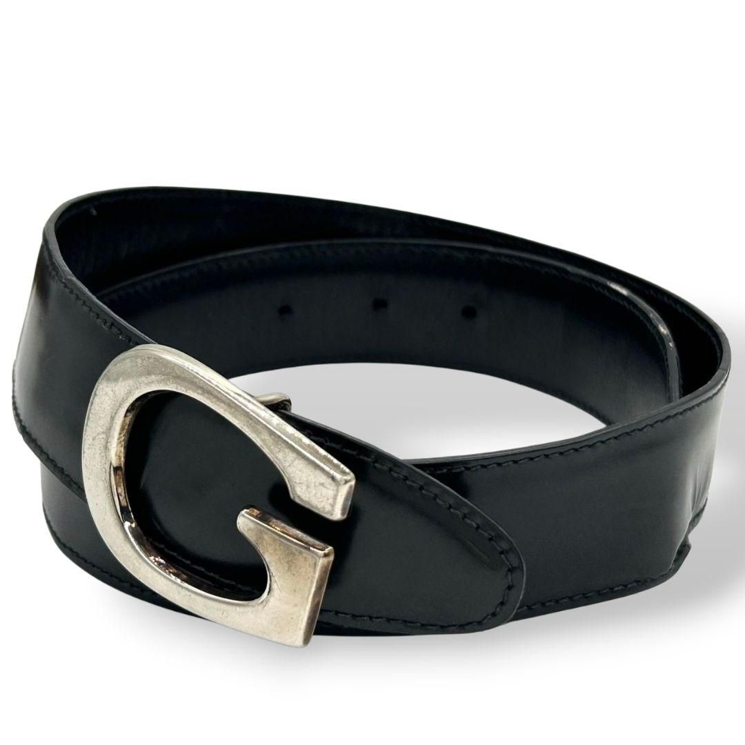 グッチ ベルト 黒 ブラック Gロゴバックル PX-3 レザー 本革 シルバー金具 ブランド メンズ GUCCI