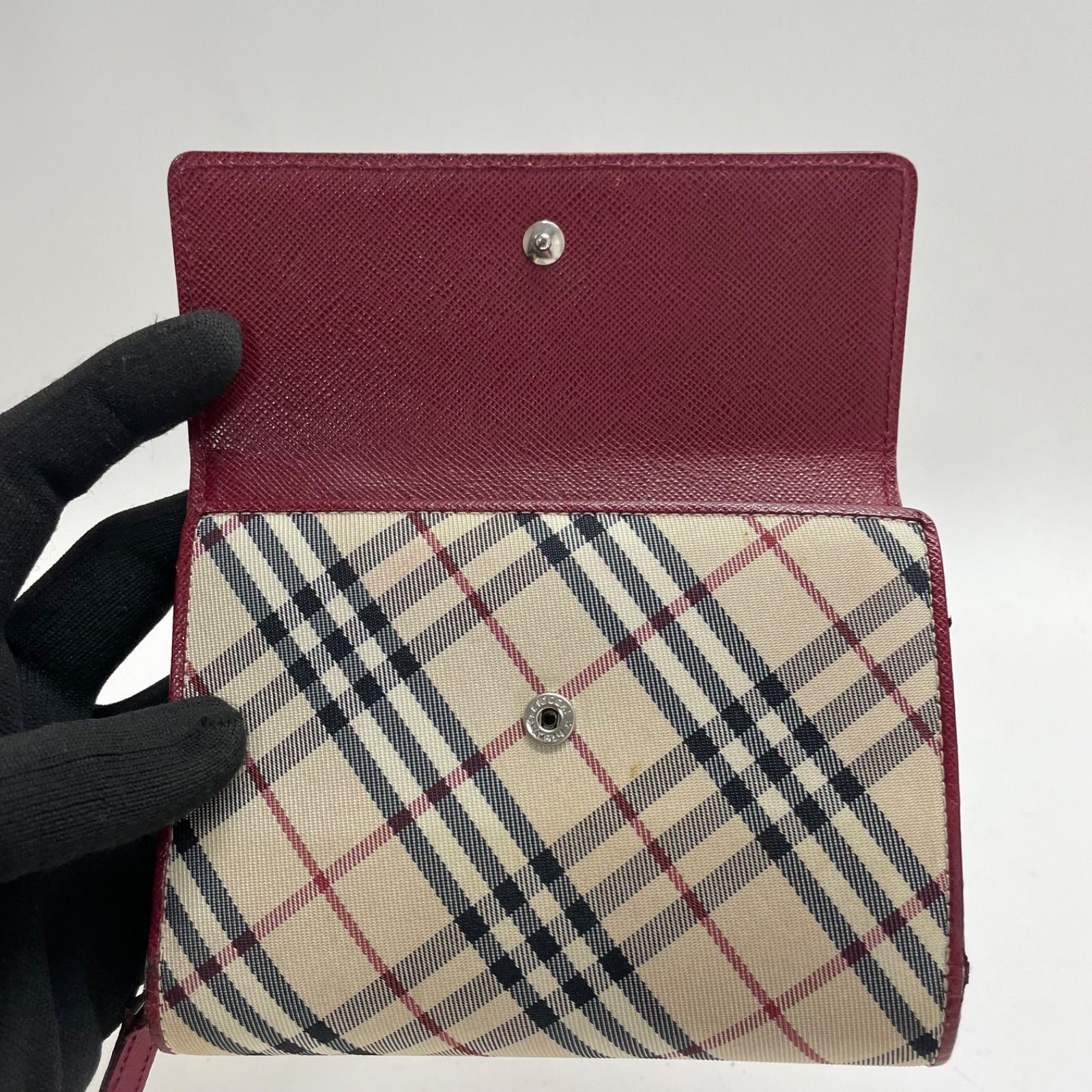 2259 BURBERRY バーバリー 折り財布 ノバチェック レッド レザー