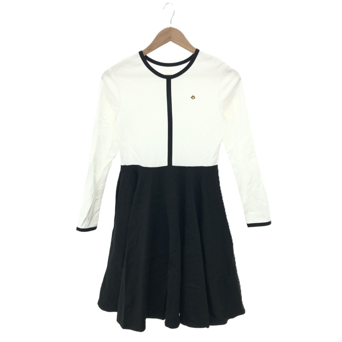 Kate spade ケイトスペード  長袖ワンピース サイズ:160cm  ブラック/ホワイト コットン キッズ バイカラー フレア　240002229852