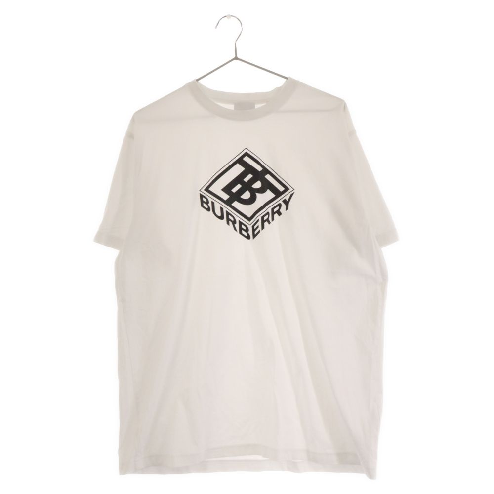 BURBERRY (バーバリー) スクエアロゴ プリント 半袖Tシャツ ホワイト