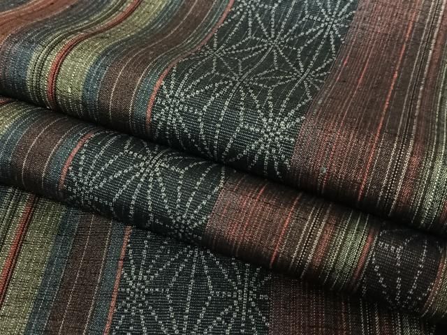 平和屋着物●上質な紬　更紗花間道　正絹　逸品　AAAX0568zg 平和屋着物○上質な紬 更紗花間道 正絹 逸品 AAAX0568zg