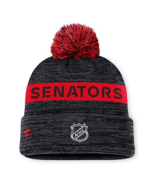 送料無料 ファナティクス メンズ 帽子 アクセサリー Men s Black|Red Ottawa Senators Authentic Pro Rink Pom with Cuffed Knit Hat Black Red