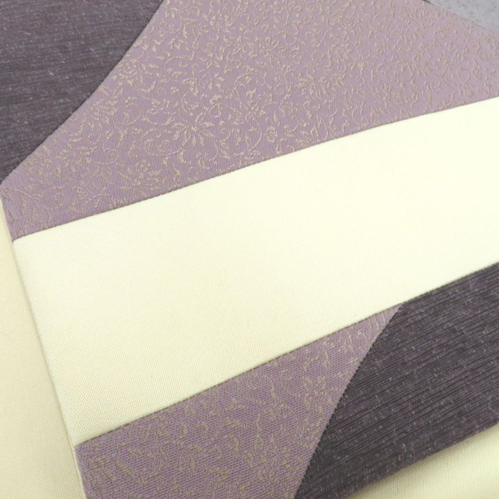 名古屋帯 作り帯 付帯 正絹 シェルピンク×パープル系 切嵌め 裂取り