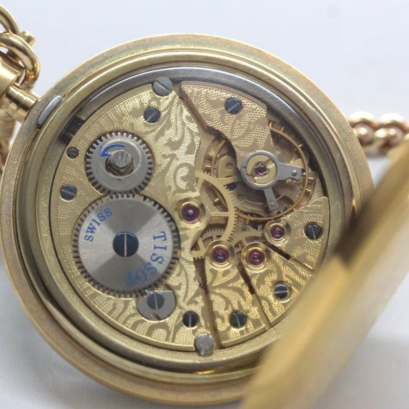 TISSOTティソ手巻き式懐中時計☆金色☆ゴールド☆スイス高級メーカー tissot ティソ 懐中時計 花柄 クォーツ ゴールド 金色・花柄