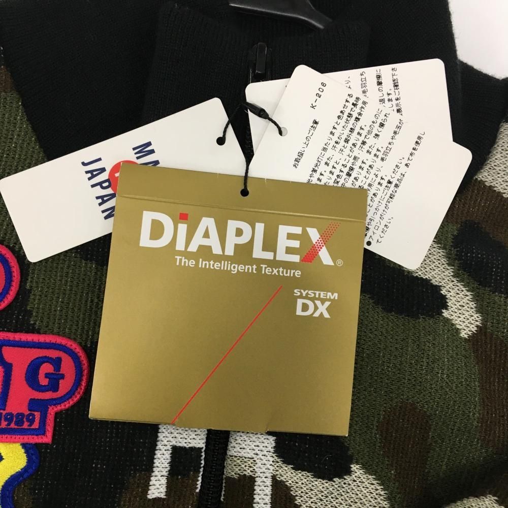 パーリーゲイツ ニットジャケット カーキ×黒 カモフラ柄 迷彩 裏地付 ウール混 メンズ 4 M ゴルフウェア PEARLY GATES LLC-HASEGAWATOSO_COM