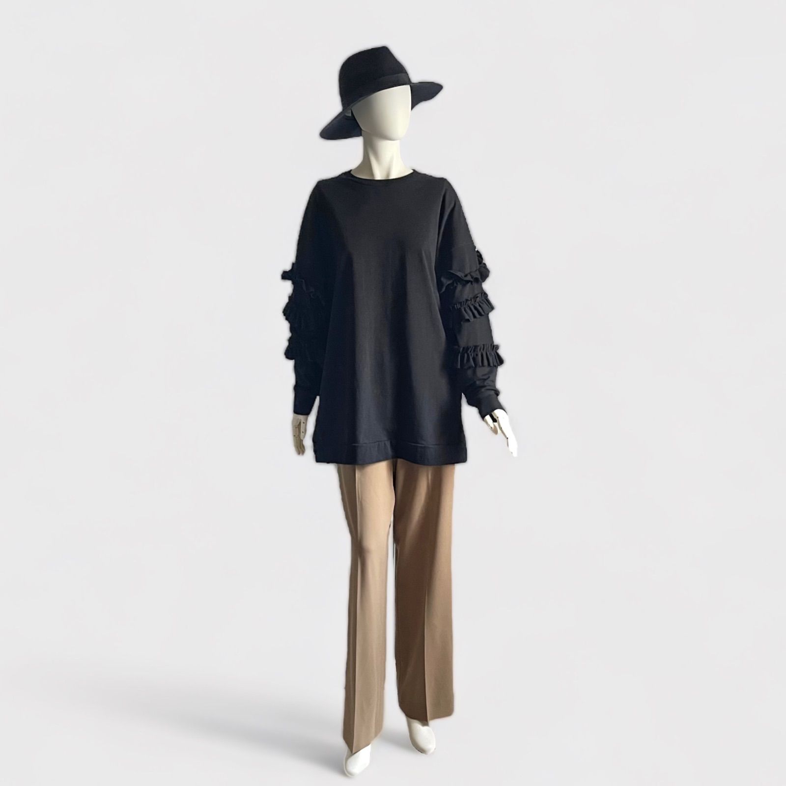ENFOLD エンフォルド SCREW-SLEEVE PULLOVER ブラック 長袖