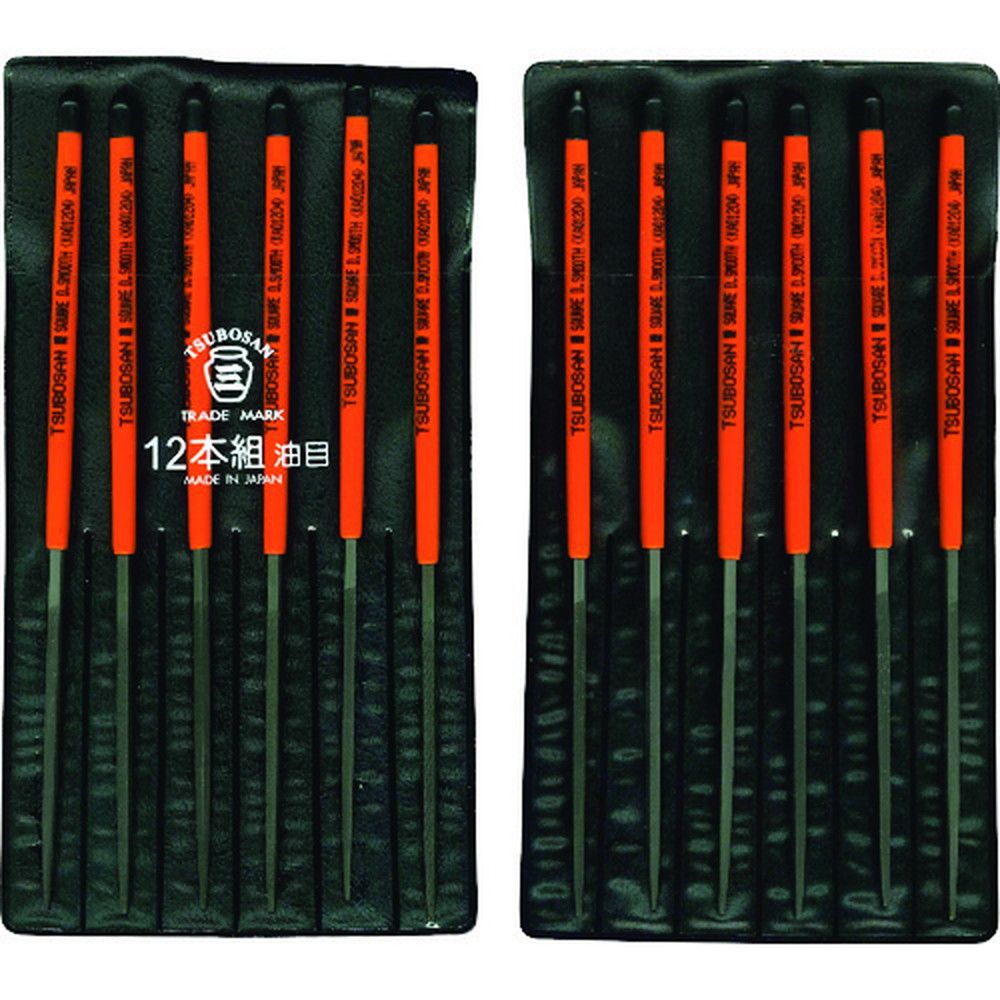 ツボサン 組ヤスリ 12本組 角 油目 KA012-04