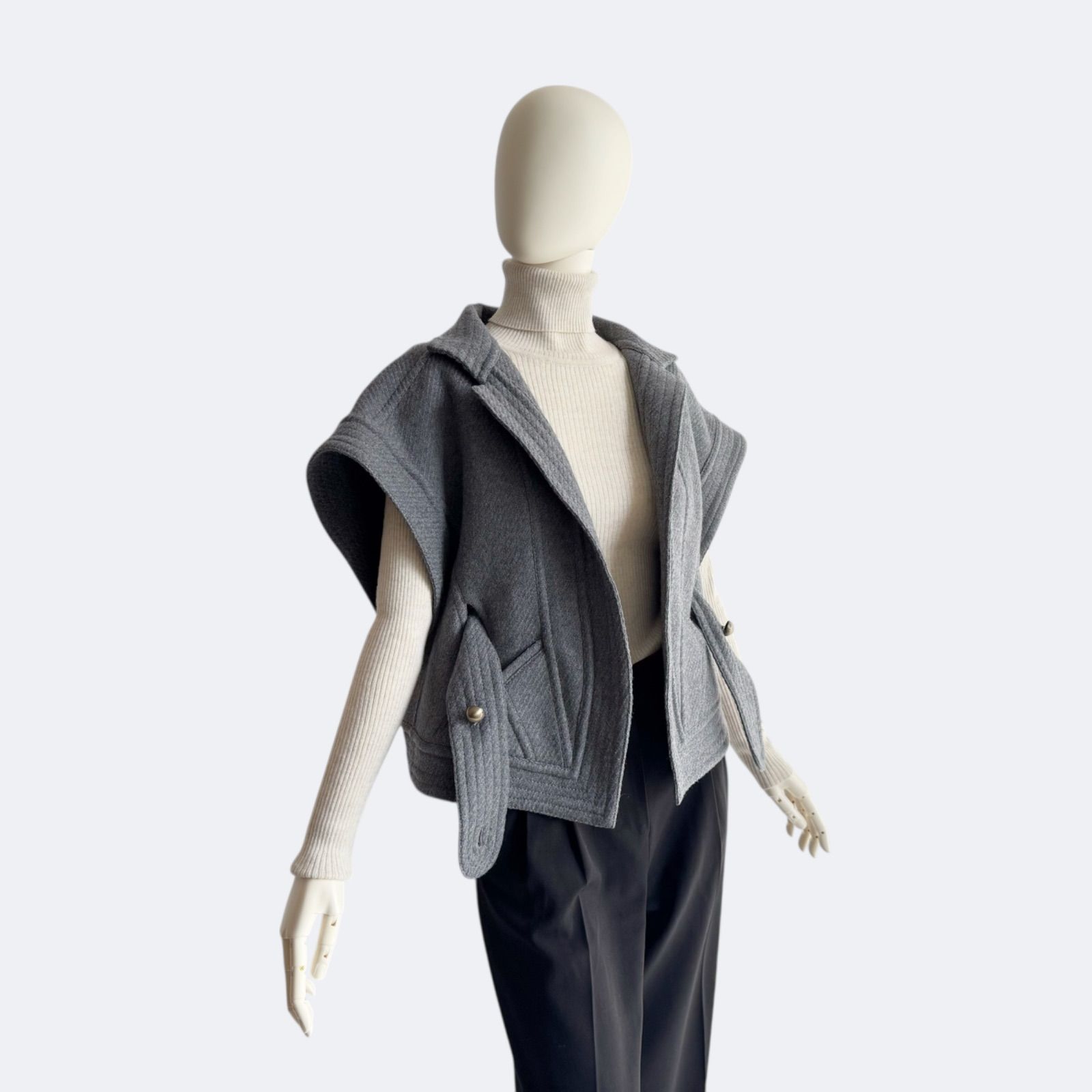 FENDI フェンディ ウール ジャケット グレー レディース ショートスリーブ WWW_MORNINGWALKER_COM