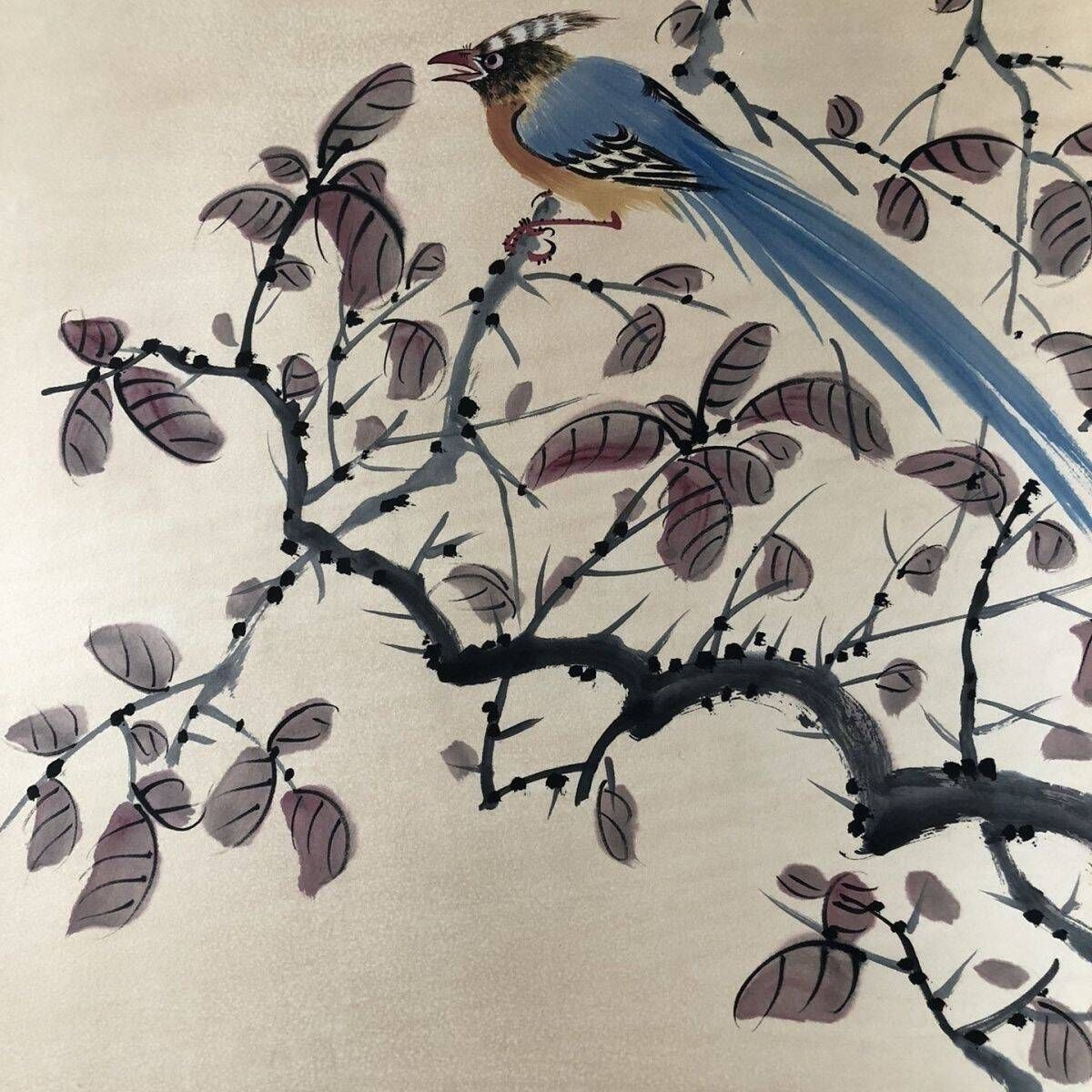中国古美術・純手描き張大千花鳥図画・手紙を添えた・珍品画・肉筆・文房置物・賞物 - メルカリ