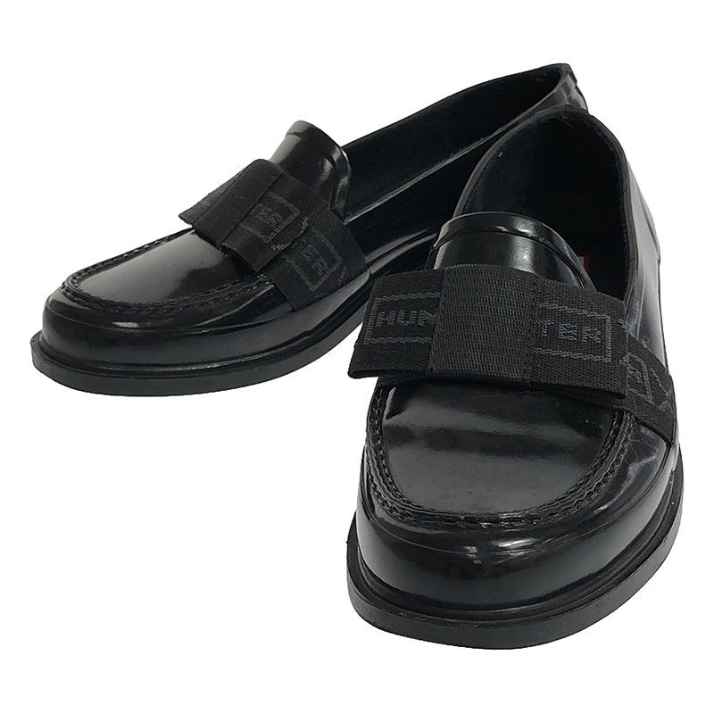 Hunter/ ハンター】ボウ グロス ペニー ローファー - ブラック HUNTER