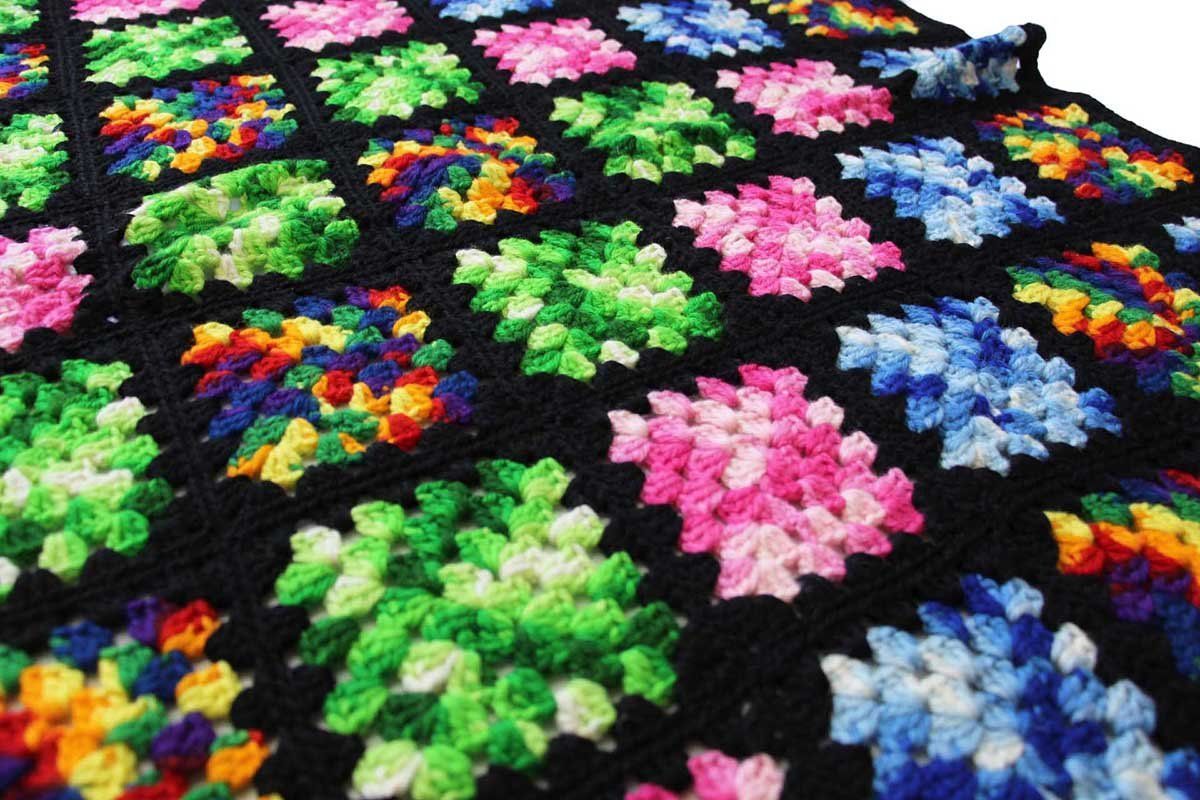 グラニースクエア ラグ ビンテージ ブランケット かぎ編み レトロ