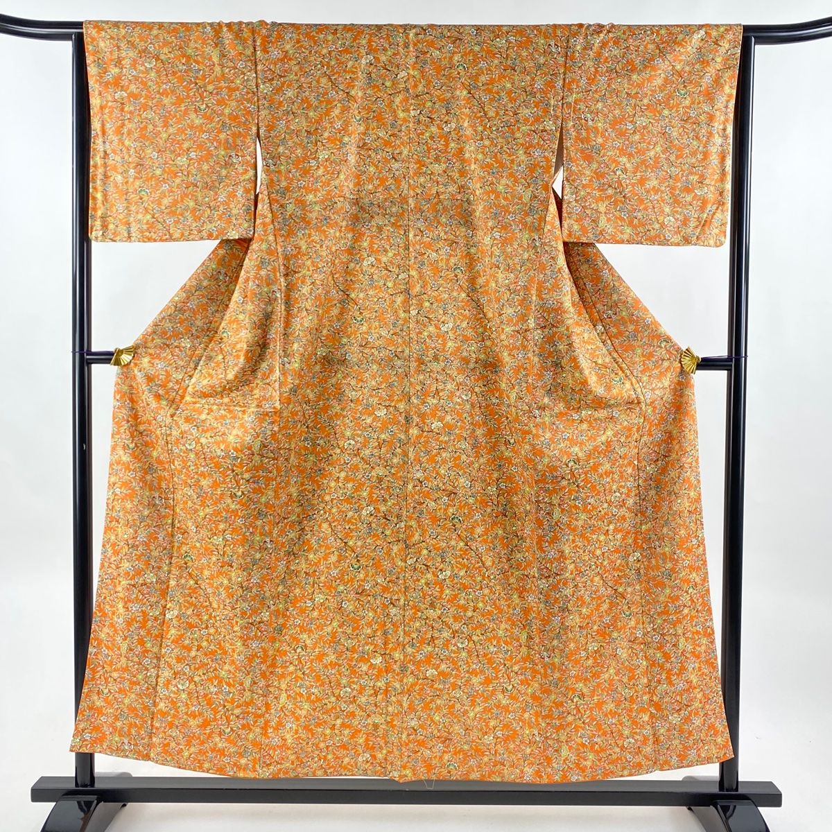 小紋 身丈153.5cm 裄丈63cm S 薄物 吹き付ける 幾何学 ベージュ 正絹  