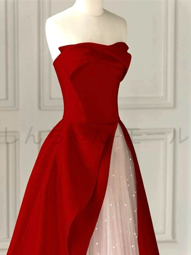 大き目リボンにバイカラーがオシャレな ベア イブニングドレス シンプルオシャレなバイカラー ベアイブニングドレス?.? バイ