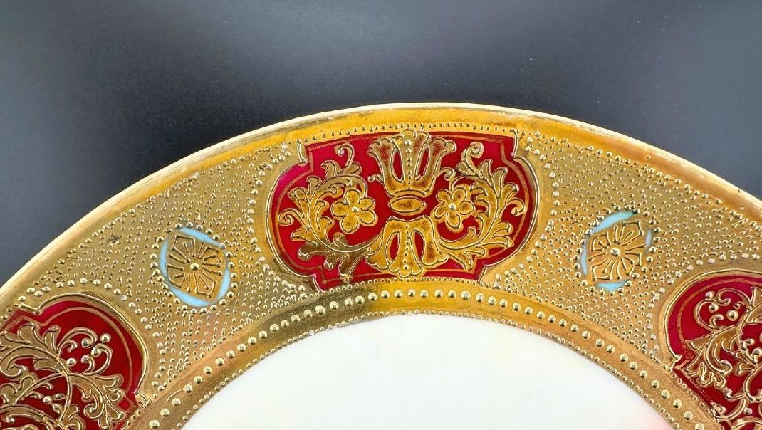 希少】初期オールドノリタケ アンティーク飾皿 メープルリーフ印 豪華