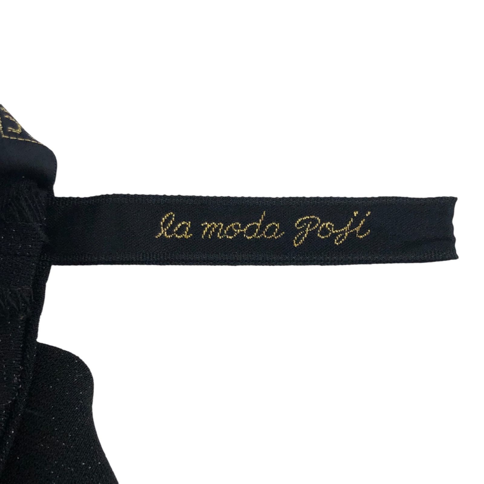 Z1353 イタリヤ 伊太利屋 ブラック 黒 ラメ ワイドパンツ フリル