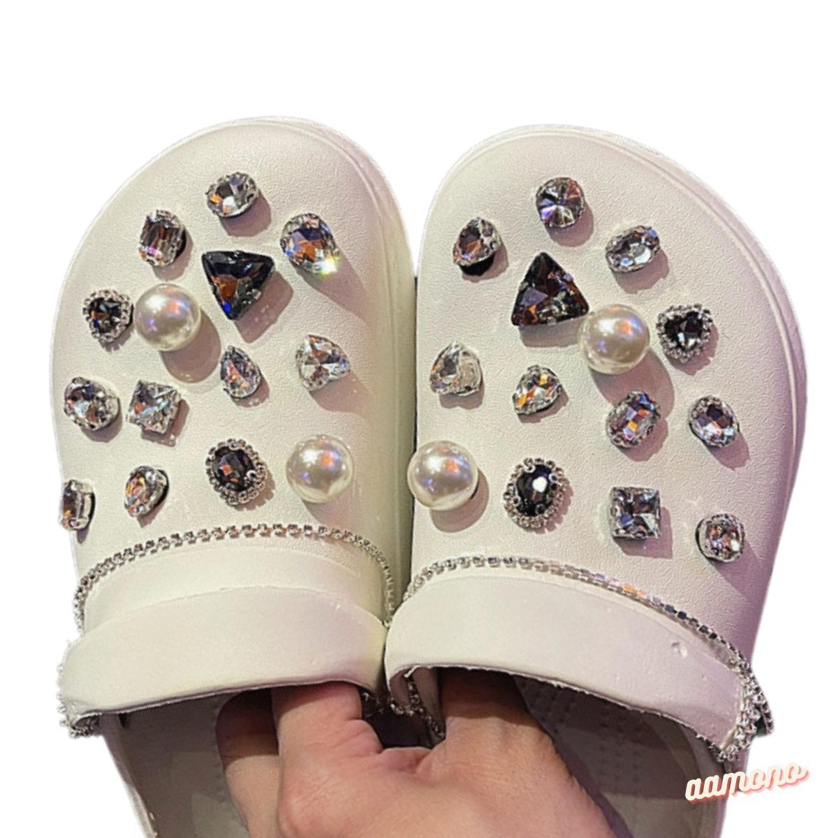 ジビッツ☆crocs クロックス パールチェーン デコパーツ 韓国 キラキラ 
