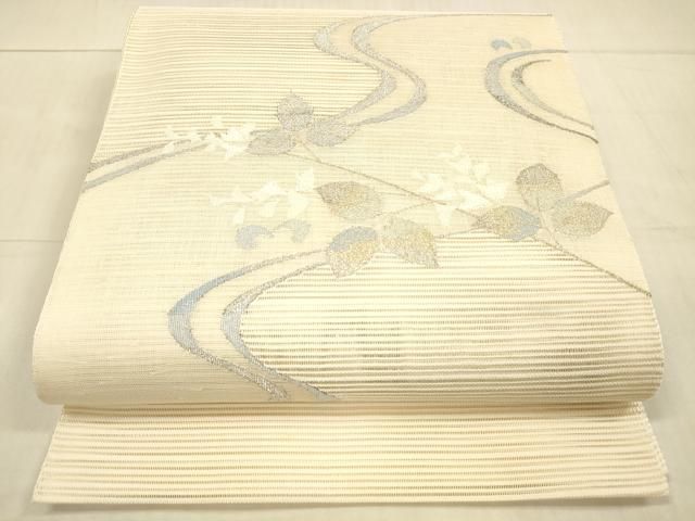 平和屋着物＊夏物 八寸名古屋帯 絽綴れ 駒刺繍 花唐草文