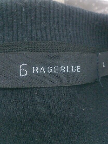 ◇ RAGEBLUE レイジブルー ロゴ刺繍 プリント ビックシルエット 長袖 トレーナー サイズL ネイビー マルチ メンズ E  【1306050034187】