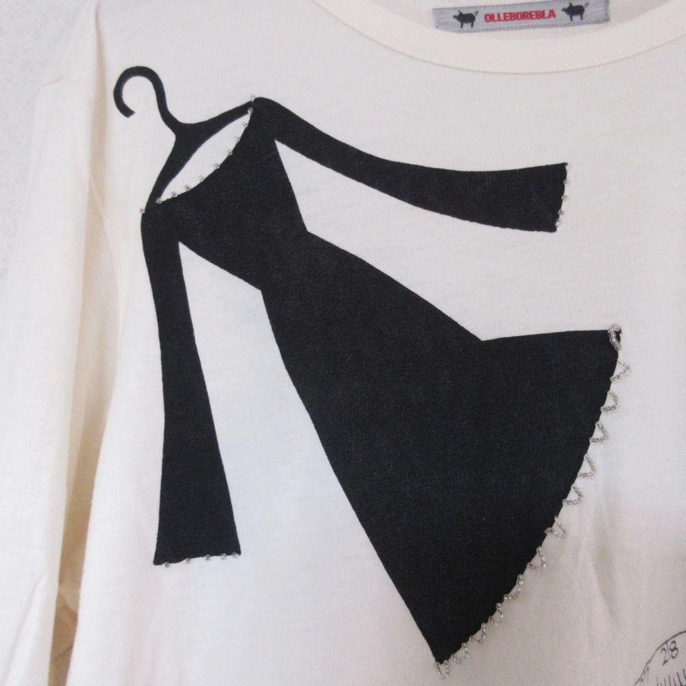 良品 OLLEBOREBLA オレボレブラ アルベロベロ ぶたさんプリント 刺繍 ロングスリーブ カットソー プルオーバー ホワイト レディース 古着 中古 良品 OLLEBOREBLA オレボレブラ アルベロベロ ぶたさんプリント