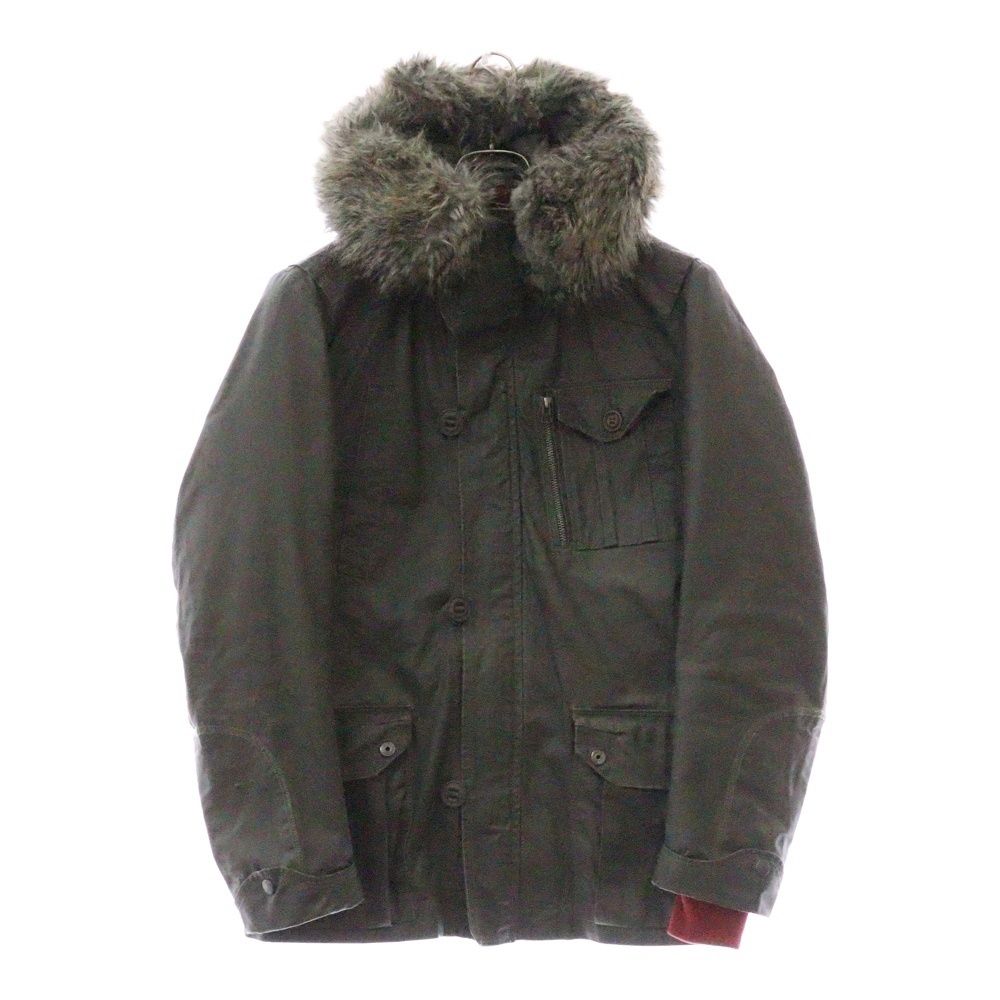 DIESEL メンズ ファーフード付き ウール モッズコート DIESEL (ディーゼル) ファーフード付きモッズコート カーキ