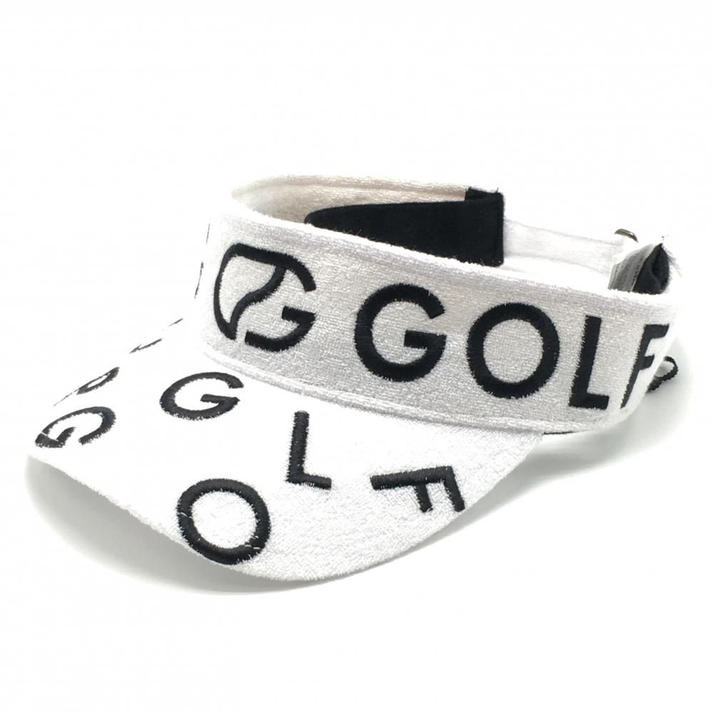 【新品】CPG サンバイザー 白×黒 英字総柄 パイル地 ONE  ゴルフウェア 2024年モデル CPG