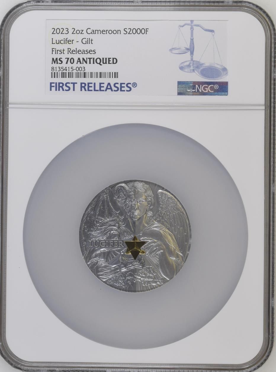 Lucifer Mning Star Dual Essence 2 oz Silver Coin 2000 Francs NGC 70 FR