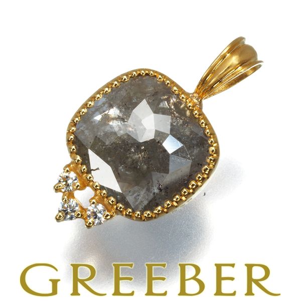 ダイヤ ダイヤモンド 3.64ct|0.06ct 艶消し スクエア ペンダントトップ K18YG 169934