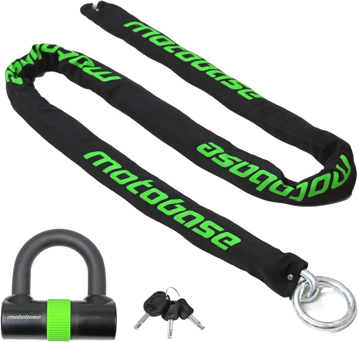 モトベース（MOTO BASE）盗難防止用品 モトロックシリーズ バイク用 エンドリング仕様 LED付き鍵 極太チェーンロック (φ12) 長さ：2.5m／MBLC-CHL-01-S25