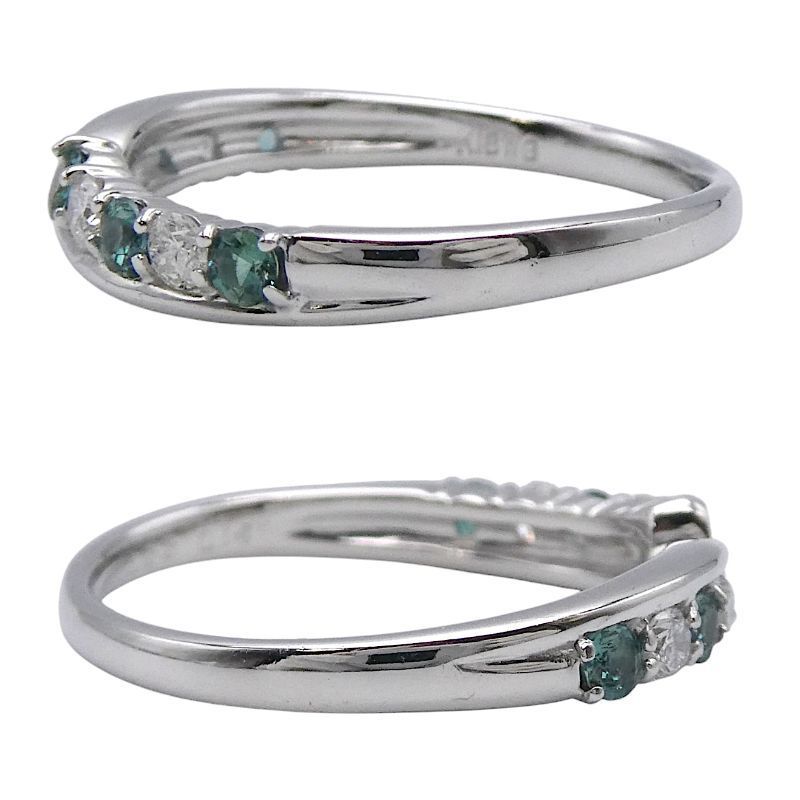 リング K18WG アレキサンドライト0.22ct ダイヤ0.14ct 11号