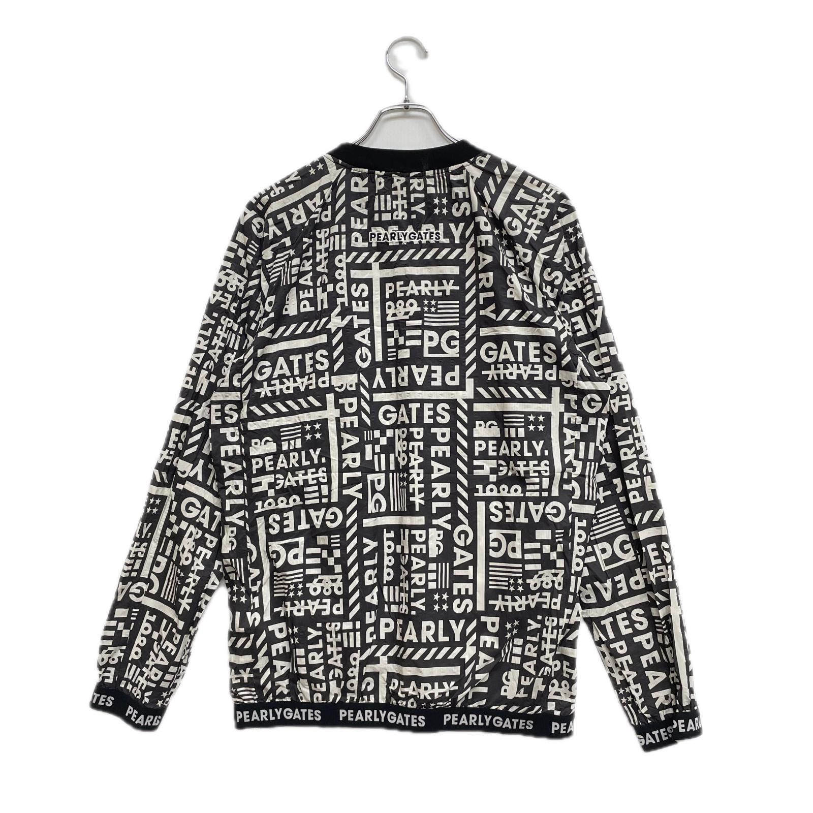 メンズ パーリーゲイツ PEARLY GATES ウィンドブレーカー 5 L 黒×白 長袖 薄手 総柄 クルーネック