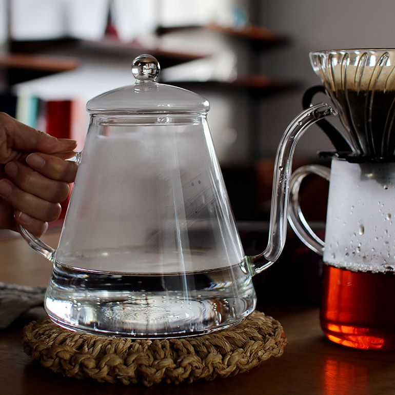 Trendglas-Jena トレンドグラスイエナ Pour Over Kanne ドリップポット ケトル やかん ポアーオーバーカンネ 耐熱ガラス クリア 1.2L 直火対応 電子レンジ対応 IH不可