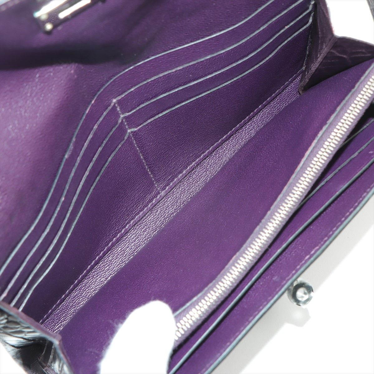 美品 エルメス □M 刻印 ケリー ウォレット 長財布 アリゲーター  