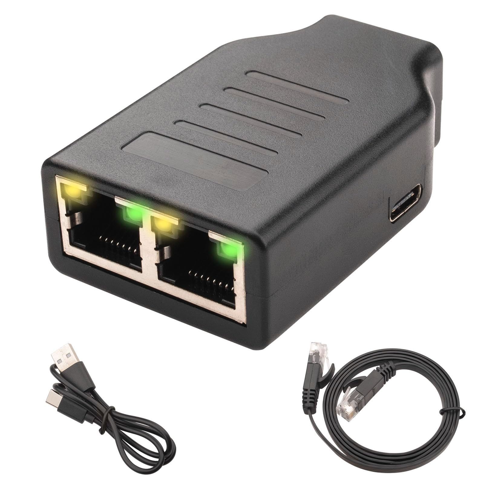 【人気商品】to C USB ネイーサネットケーブル+0.5M 台のデバイスの同時動作をサポート。（1M 、2 対応 Cat5/Cat5e/Cat6/Cat7/Cat8 A 同時接続，付き 高速伝送 ギガビットイーサネットスプリッター 出力