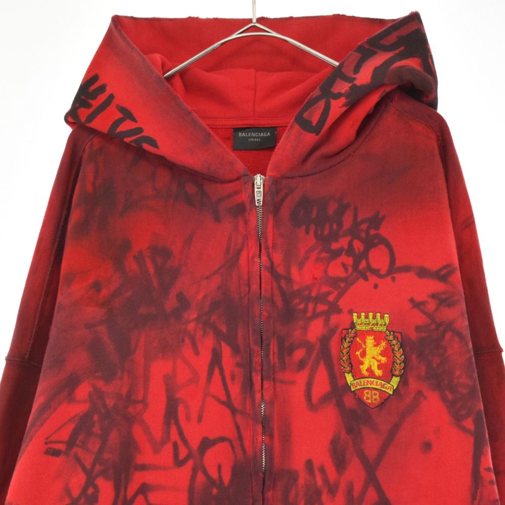 BALENCIAGA (バレンシアガ) SKATER GRAFFITI ZIP UP HOODIE RED