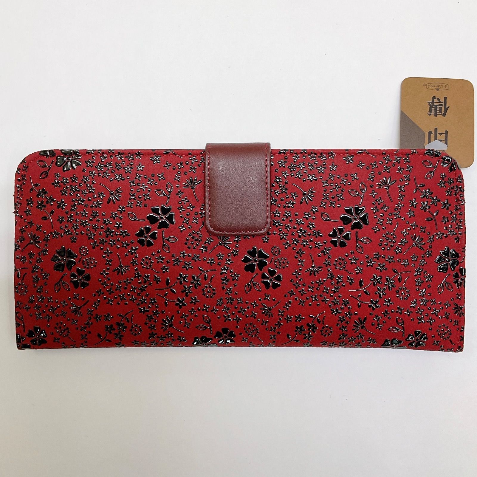 新品未使用品 甲州印伝 札入れ【アメリカンブルー 赤×黒漆】長財布 印 
