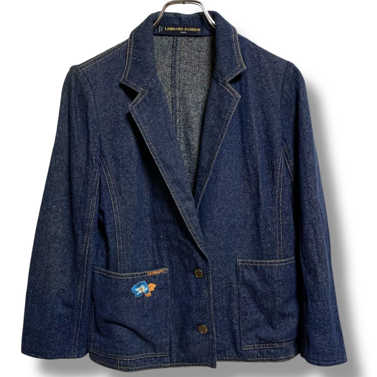 美品 LEONARD レオナール ジャケット シルク100 金ボタン ブラック 