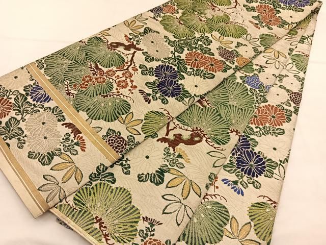 彩*様 逸品 アンティーク丸帯 美しい古典柄の染め 正絹 着物 HO-1359