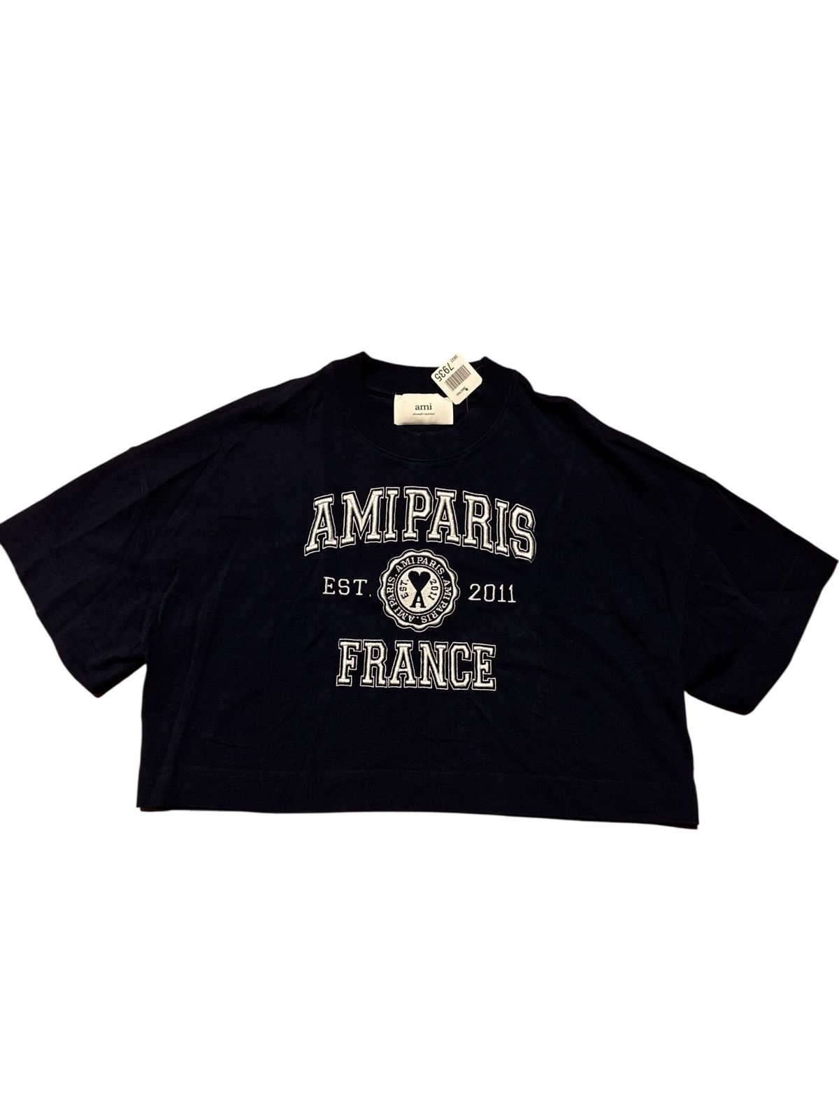 AMI PARIS アミパリス クロップド丈 トップス ネイビー レディース Mサイズ T1
