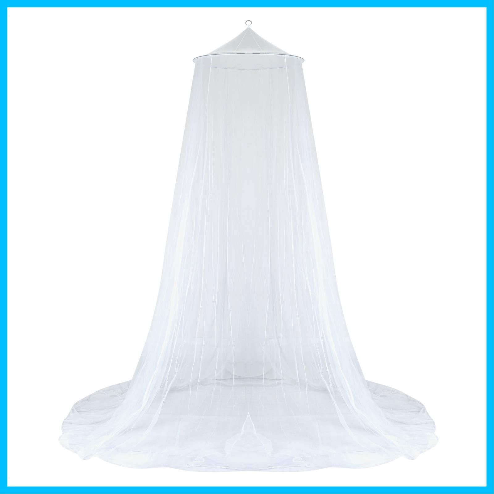 数量 かや モスキートネット 円形 防虫 蚊帳 防蚊 天蓋カーテン ホワイト1.8ｍ以下ベッド適用 GWHOLE 洗濯