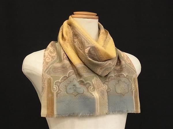 □美品□ ETRO エトロ ウール×シルク ペイズリー柄 スカーフ