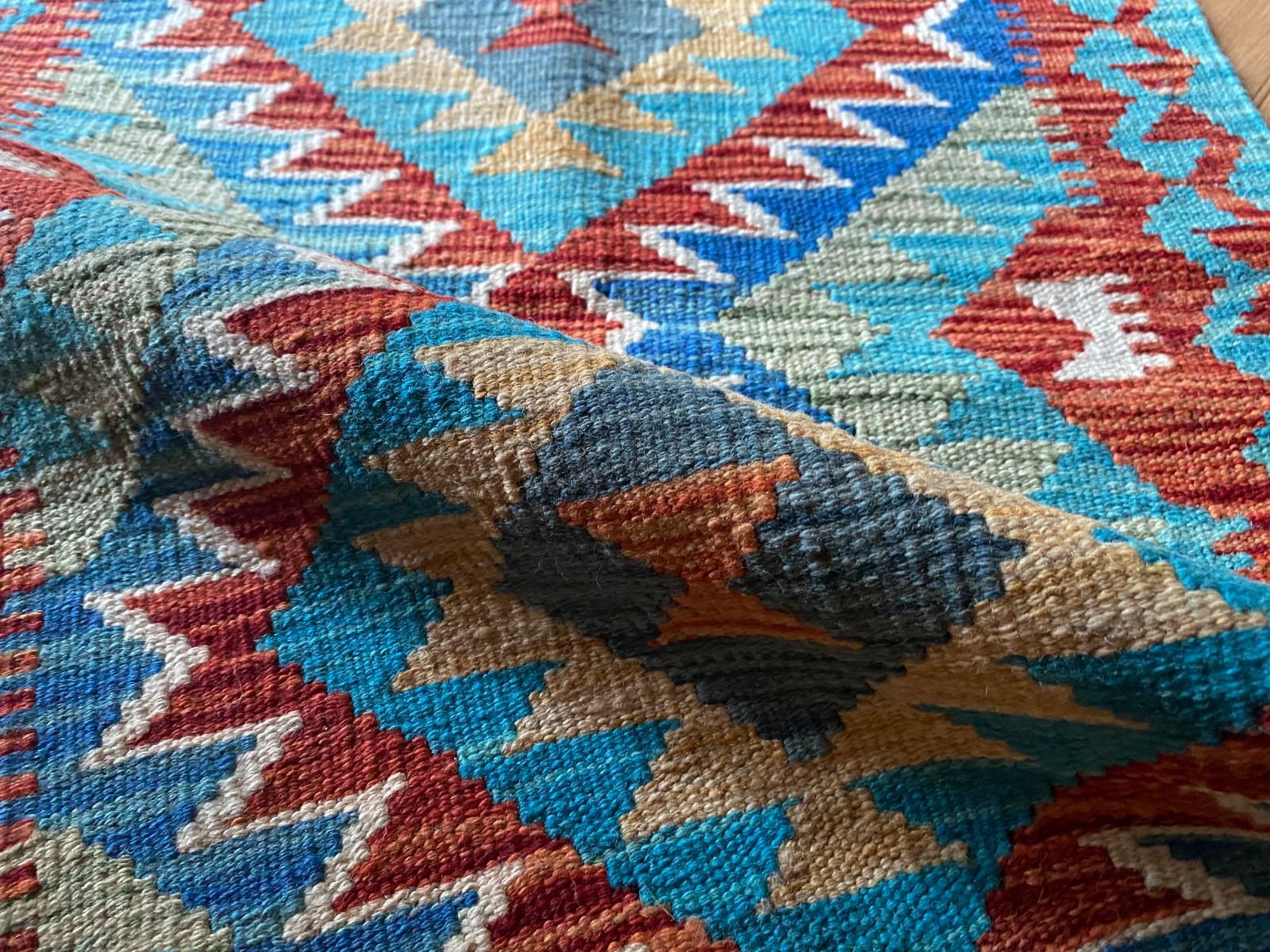 ペルシャ手織りキリム ウール ラグ ヴィンテージ モロッカンラグ