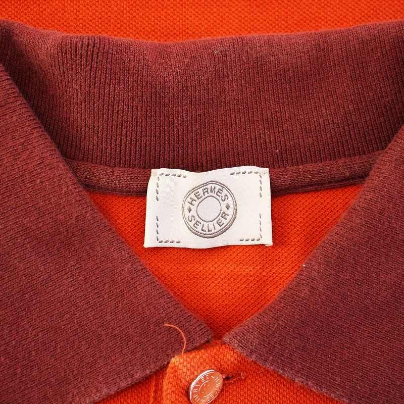 エルメス HERMES SELLIER ポロシャツ 半袖 セリエボタン M オレンジ