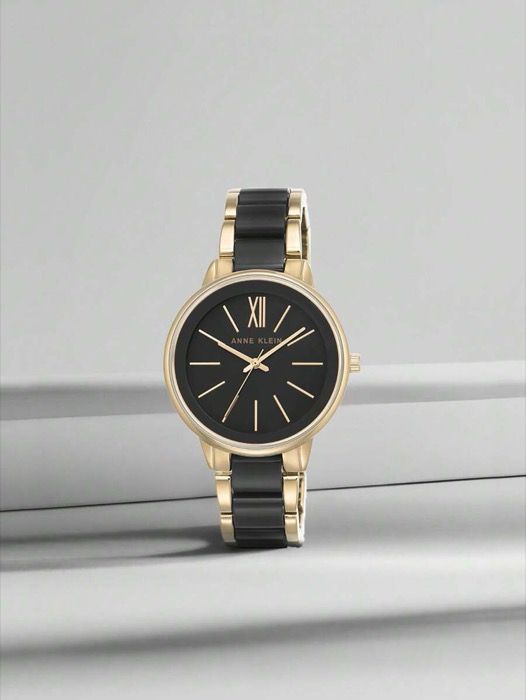 腕時計 レディース クォーツ 女性用レジンブレスレットウォッチ 艶やかな黒文字盤 レディースゴールドトーンラウンドウォッチ 調節 なレジンブレスレット付き女性用 1412BKGB