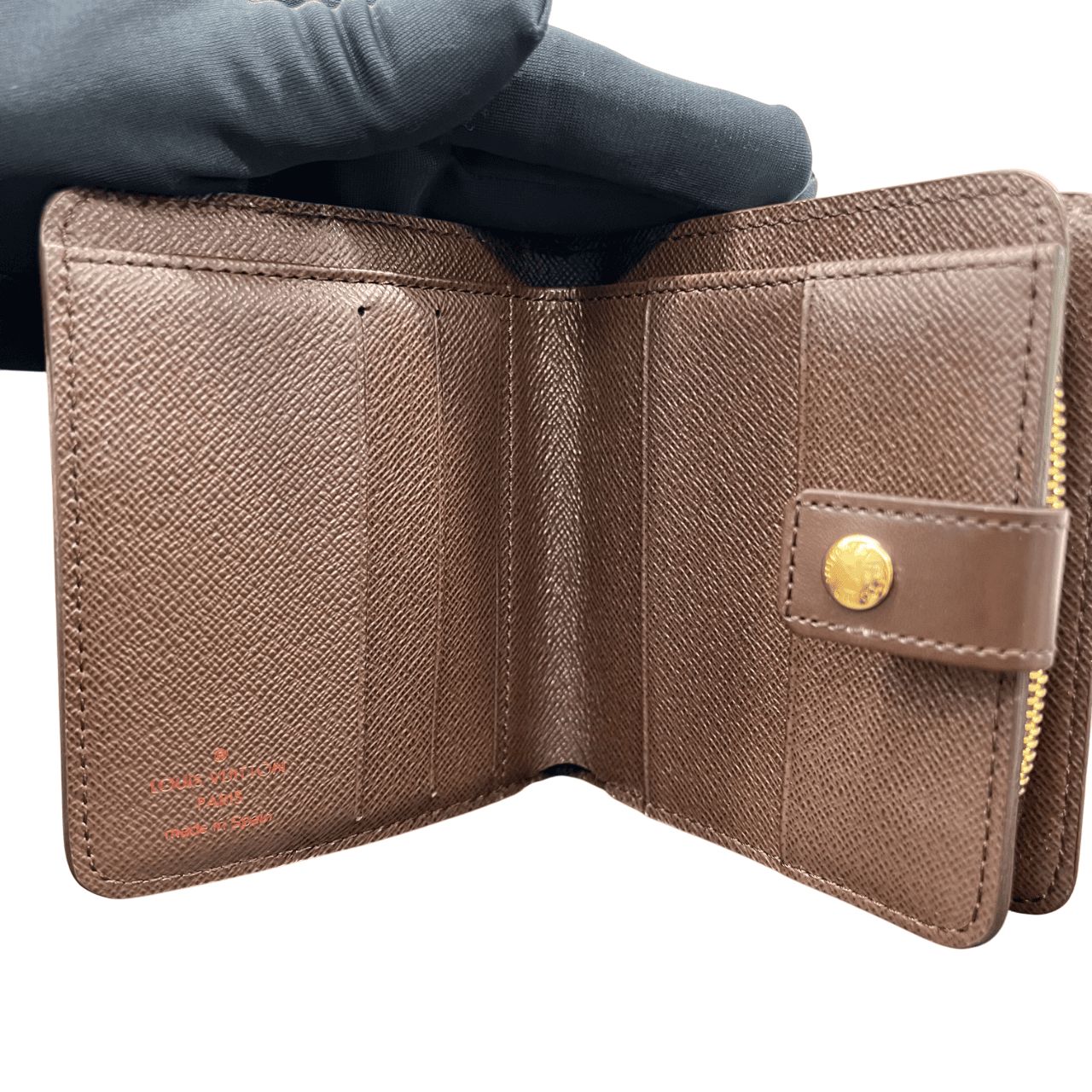 美品 ルイヴィトン ダミエ エベヌ コンパクトジップ 財布 ラウンドジップ LOUIS VUITTON ルイヴィトン M61668 コンパクト・ジップ ダミエ