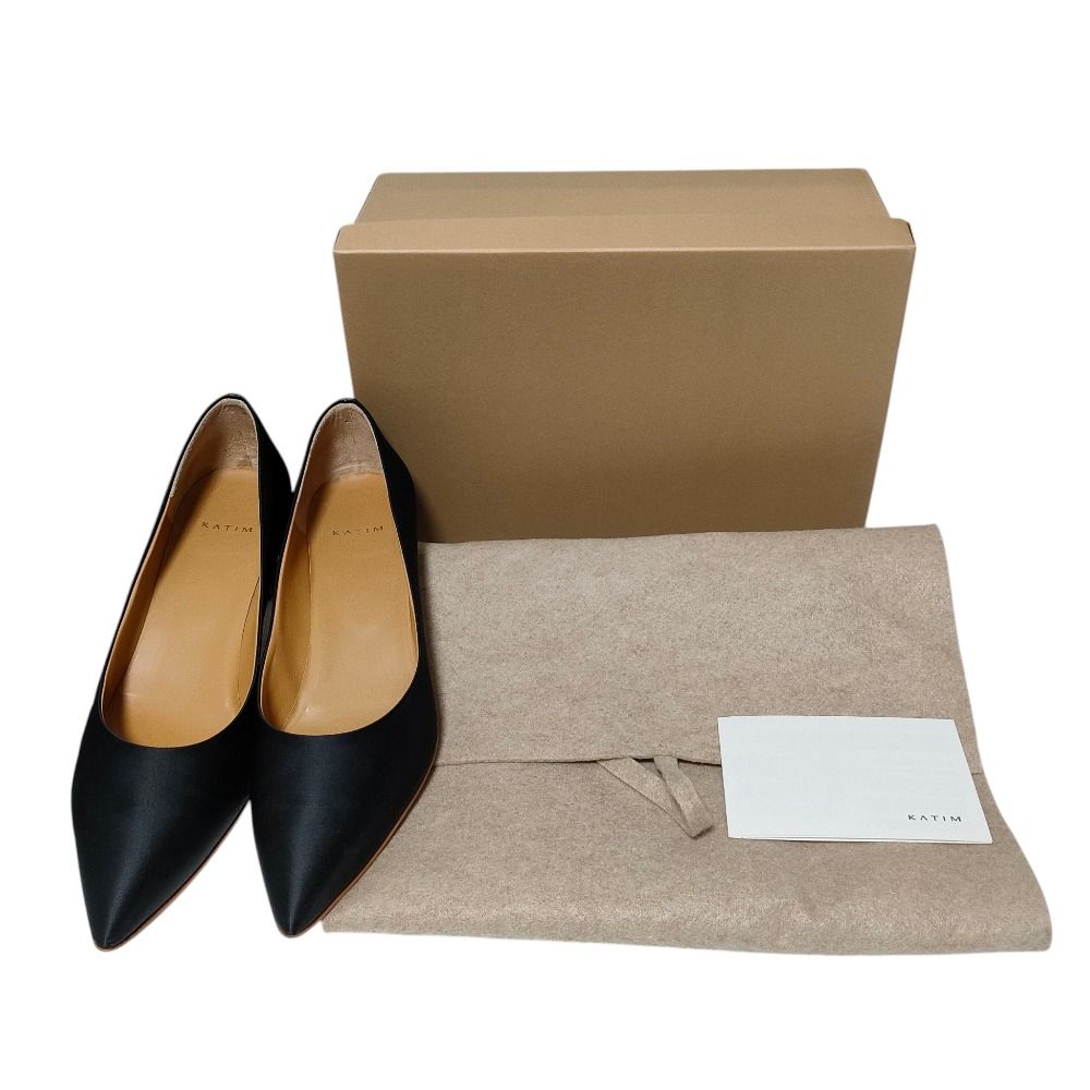 美品 KATIM カチム サテン ポインテッドトゥ パンプス シューズ 38  