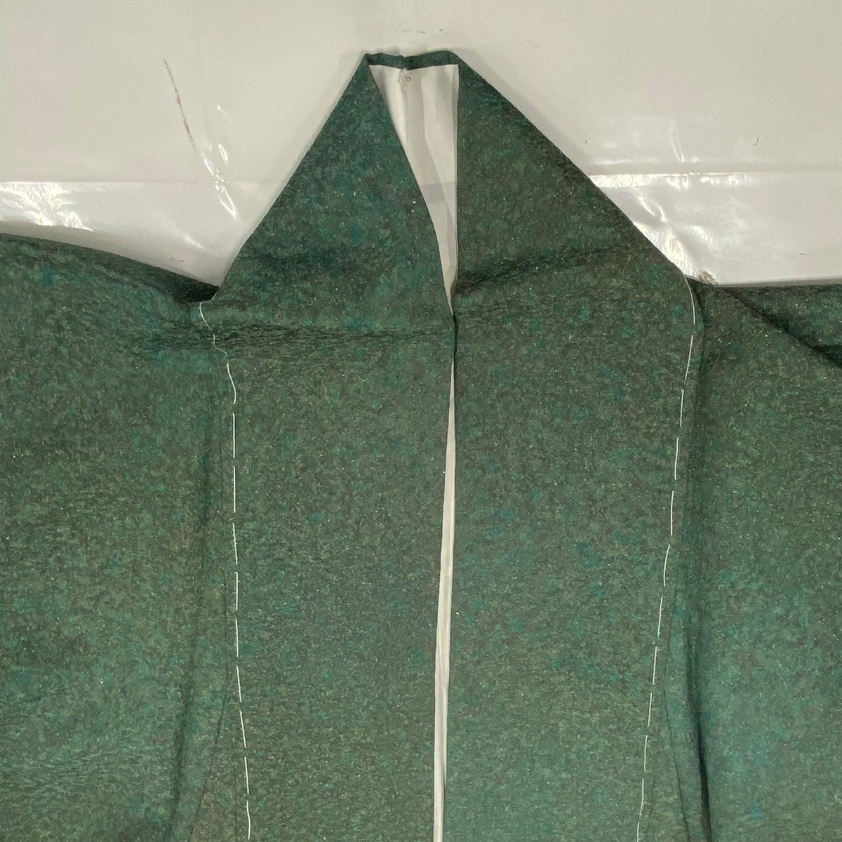 小紋 身丈150cm 裄丈61.5cm S 袷 幾何学模様 金通し ぼかし 緑 正絹 美  