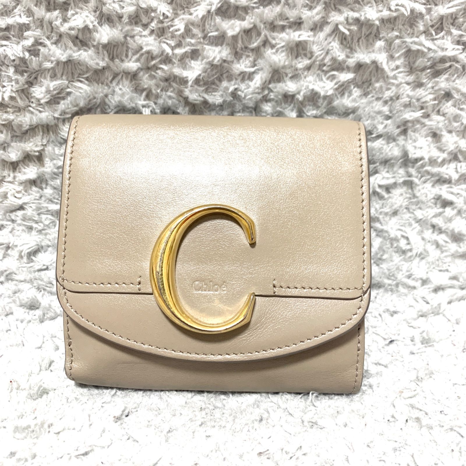 美品】クロエ 三つ折り財布 箱付き C 金具 スモールトリフォールド 