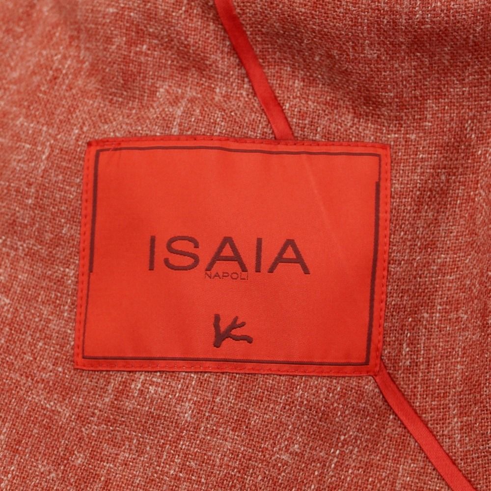 イザイア ISAIA ウールリネン系 2B アンコン テーラードジャケット レッド【サイズ表記なし（L位）】【メンズ】