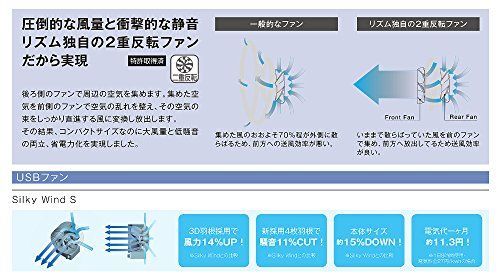 人気商品】卓上扇風機 USB電源 静音 シルキー・ウィンドS 黒 リズム